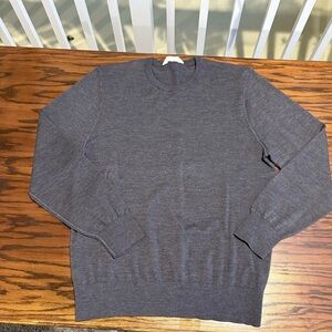 EVERLANE 100% Wool Crewneck LS Raglan Sweater Gray Minimalist  Classic Men XL